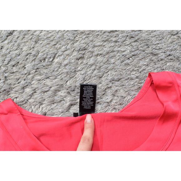 Ann Taylor Red Polyester Blouse M Size Crew Neck Sleeveless Solid Top - Picture 4 of 7